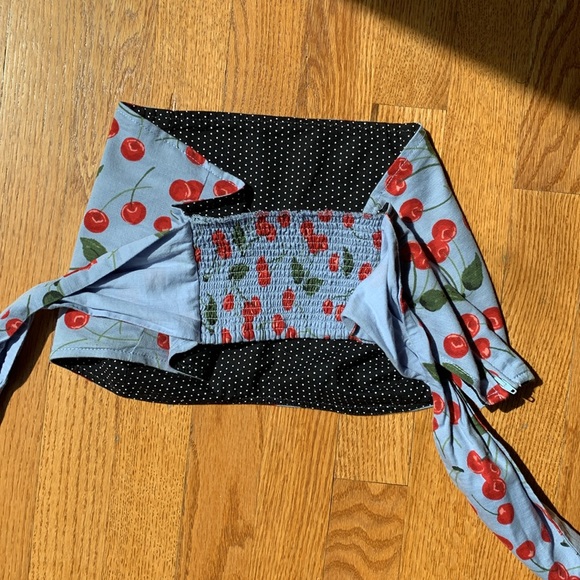 Cherry print 2 piece tube top and wide leg pant set by Maeve/Anthropologie - Picture 5 of 5